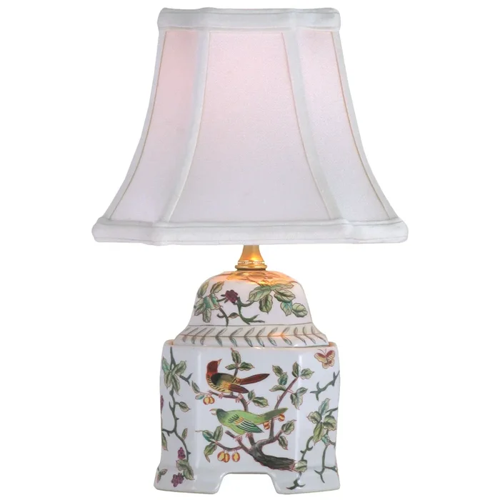 13″ White Bird Jar Lamp