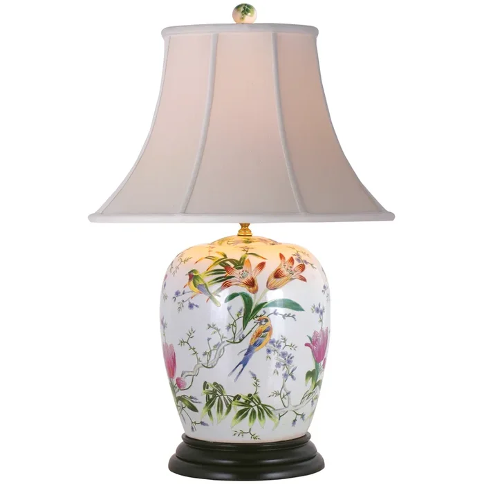 28″ Porcelain Lily Ginger Jar Lamp