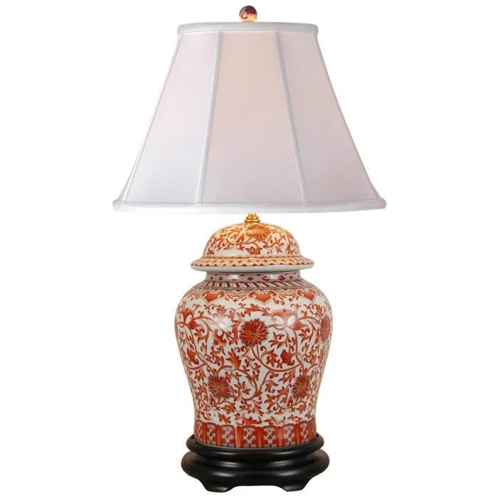 29″ Orange & White Temple Jar Lamp