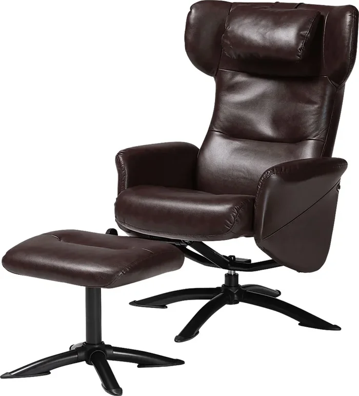 Aguilay Dark Brown Polyester,Polyurethane Fabric Accent Chair And Ottoman