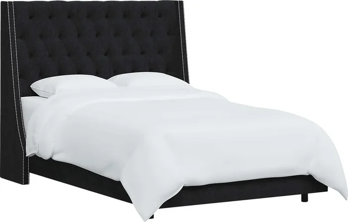 Aidyl Black Linen,Polyester Fabric Full Bed