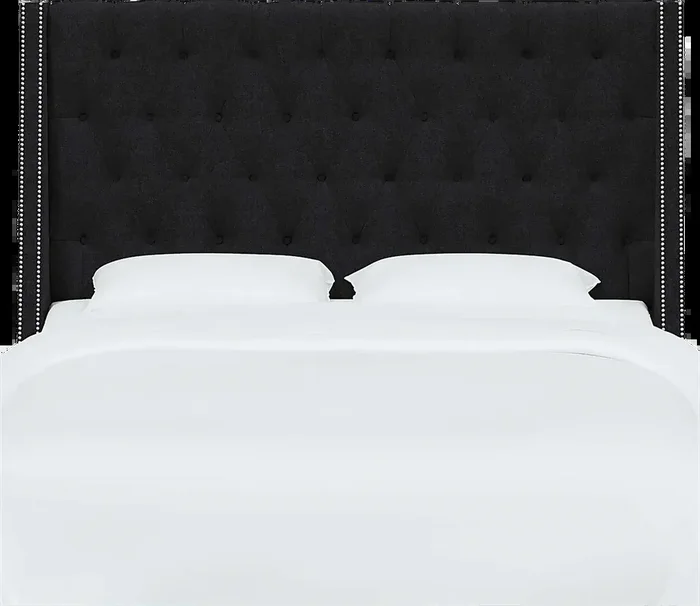 Aidyl Black Linen,Polyester Fabric King Headboard