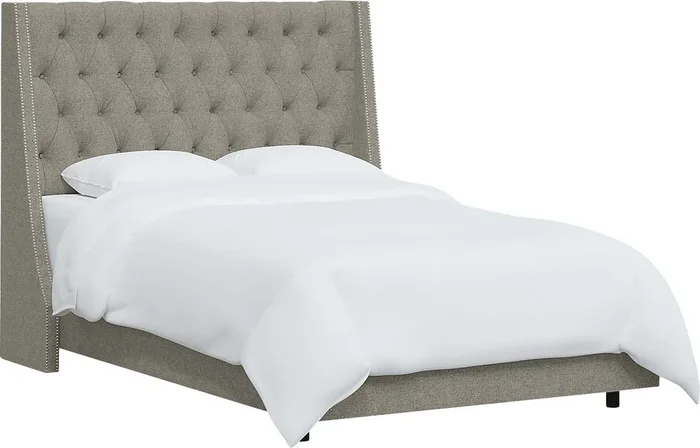 Aidyl Dark Gray Linen,Polyester Fabric Full Bed