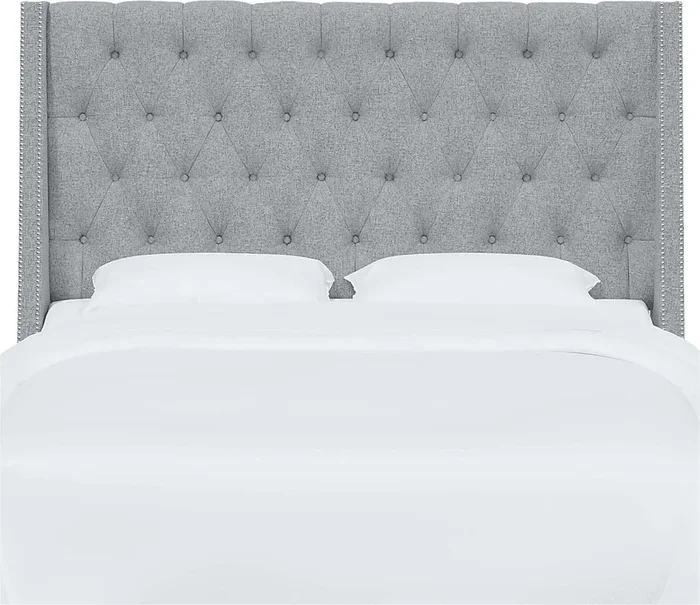 Aidyl Gray Linen,Polyester Fabric King Headboard