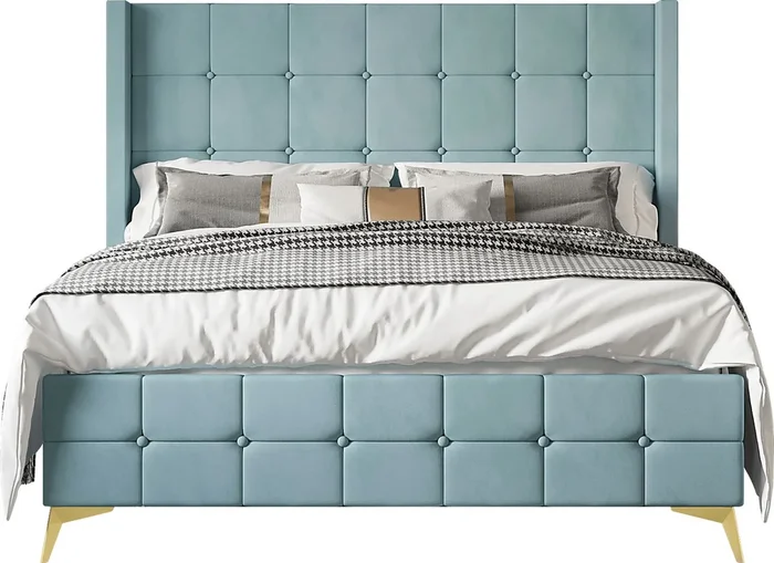 Allpeina Blue Colors Polyester Fabric King Bed