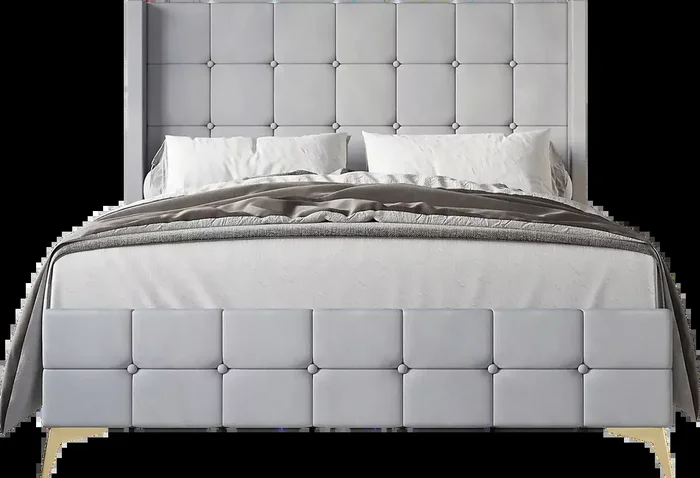 Allpeina Gray Polyester Fabric Queen Bed