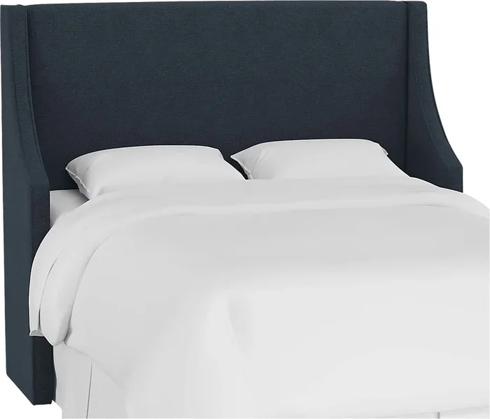 Allyena Navy Blue Linen,Polyester Fabric Twin Headboard