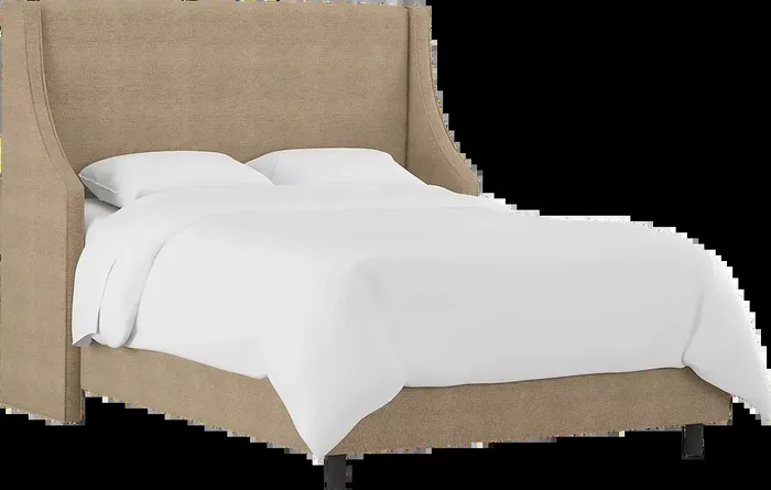 Allyena Sand Beige Linen,Viscose Fabric Twin Bed
