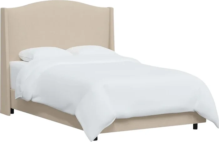 Alvena Beige Linen,Polyester Fabric Queen Bed