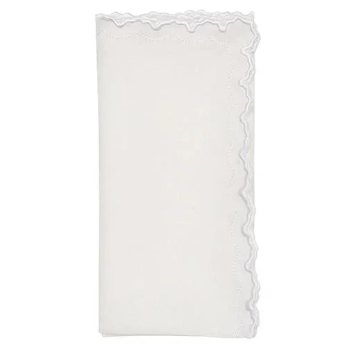 Arches French Country White Embroidered Linen Napkin – Set of 4