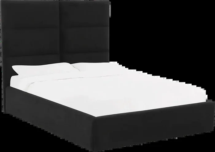 Arliss Black Polyester Fabric Queen Bed