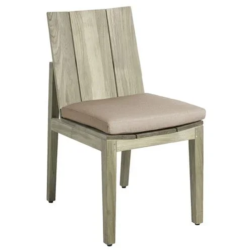 Ashland Beige Sunbrella Oyster Grey Teak Outdoor Dining Chair