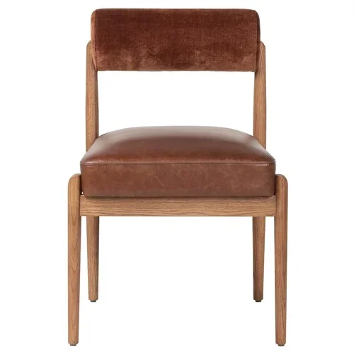 Aven Modern Classic Brown Leather Oak Dining Chair