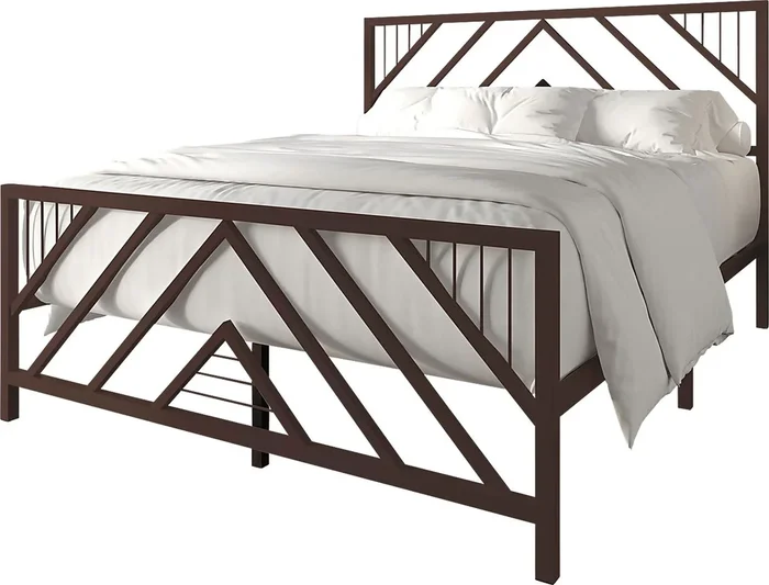 Bainfair Brown Dark Wood Metal Twin Bed