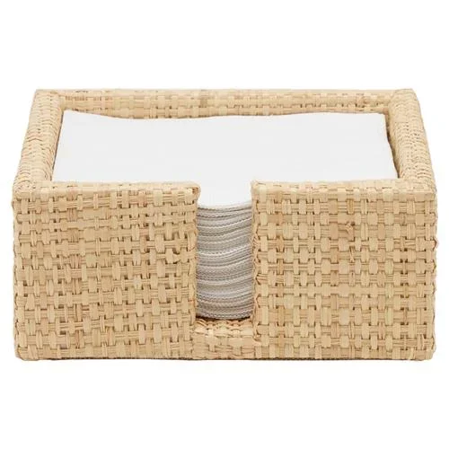 Barth Coastal Beach Natural Raffia Cocktail Napkin Tray – Set of 2