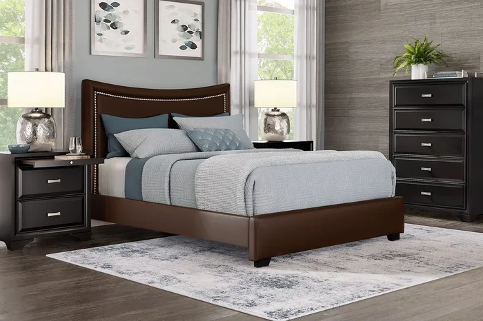 Belcourt 5 Pc Black Black,Colors Brown Queen Bedroom Set With 3 Pc Queen Bed, Nightstand, Chest