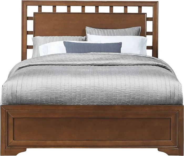 Belcourt Brown Cherry Dark Wood 3 Pc Queen Lattice Bed