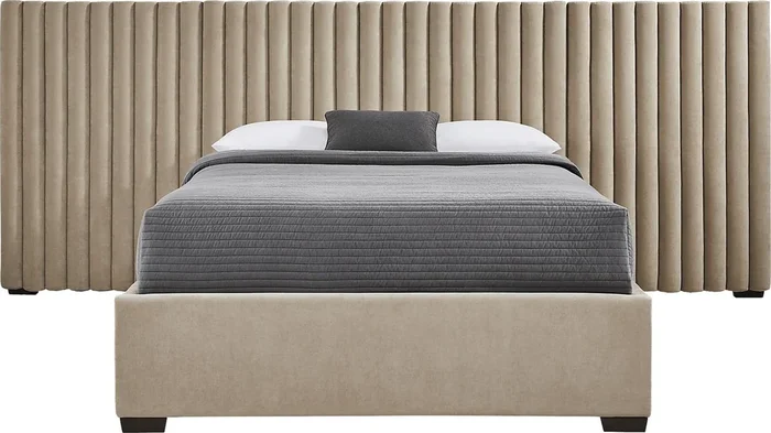 Belvedere Beige Polyester Fabric 4 Pc King Bed