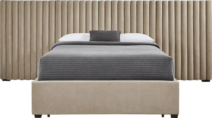 Belvedere Beige Polyester Fabric 4 Pc King Complete Storage Bed