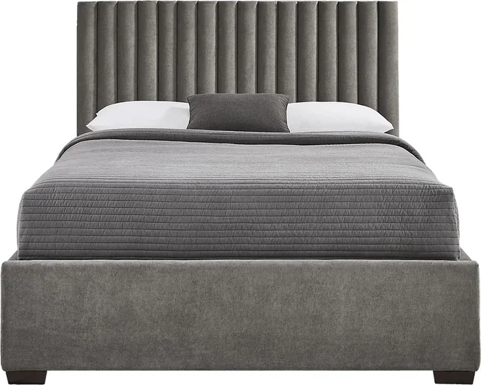 Belvedere Smoke Gray Polyester Fabric 3 Pc King Bed