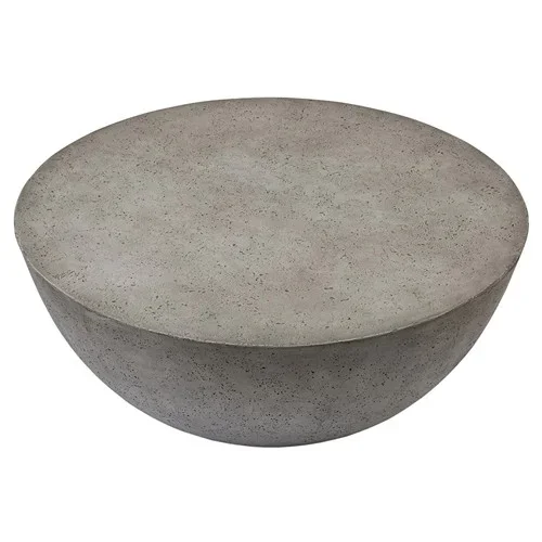 Bruce Modern Classic Grey Concrete Round Drum Outdoor Coffee Table