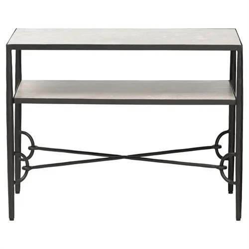 Ceasar French Country Beige Marble Wide Nightstand