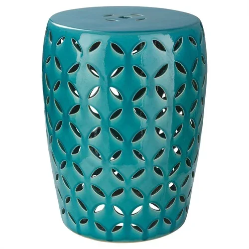 Chammie Modern Classic Teal Ceramic Outdoor Garden Side Table