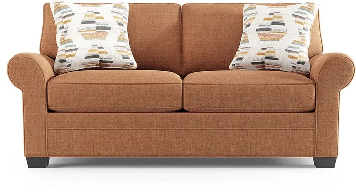 Cindy Crawford Bellingham Russet Orange Chenille Fabric Premium Sleeper Loveseat