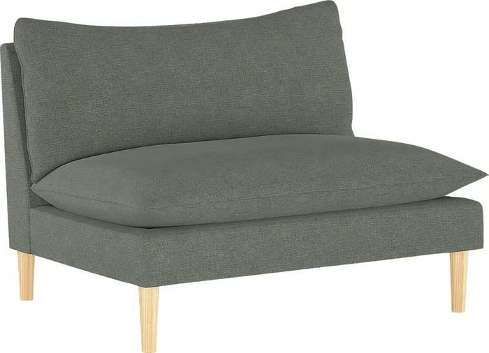 Deep Forest Charcoal Black,Gray Linen,Polyester Fabric Settee