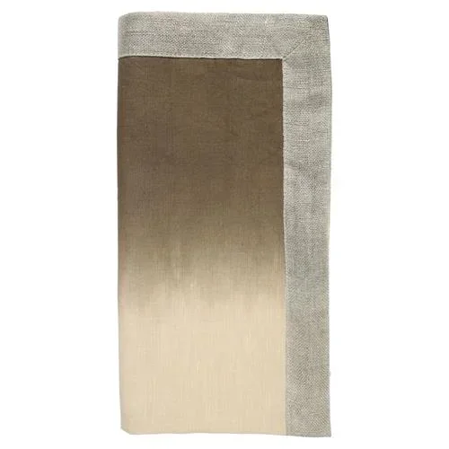 Dip Dye Modern Classic Brown Linen Napkin – Set of 4