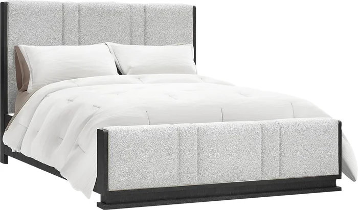 Drew & Jonathan Wilshire 3 Pc Merlot Dark Wood Gray 3pc King Uph Bed