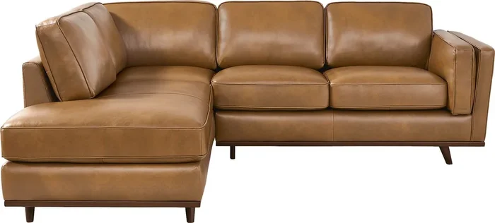 Duluth Caramel Brown Leather 2 Pc Left Arm Chaise Sectional