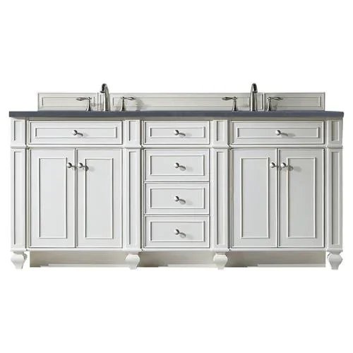 Fynn French Country Charcoal Quartz White Wood Double Vanity Sink – 72″