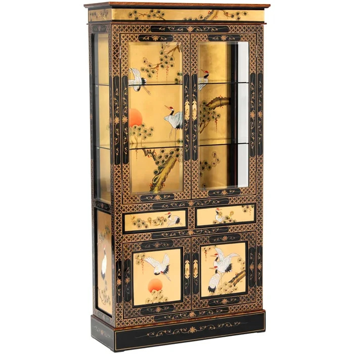 Gold Lacquer Curio Cabinet – Cranes