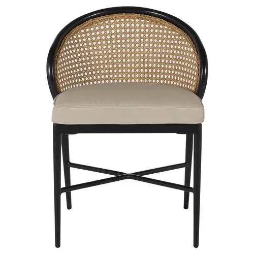 Havana Beige Sunbrella Black Aluminum Outdoor Dining Chair