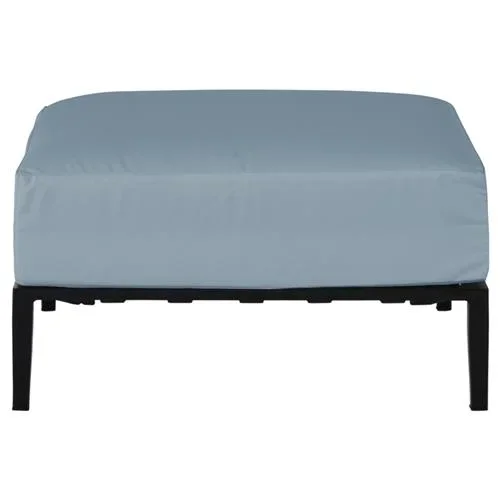 Havana Blue Sunbrella Black Aluminum Square Outdoor Ottoman