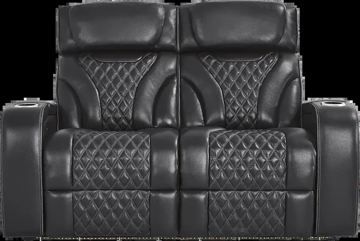Horizon Ridge Black Leather Stationary Loveseat