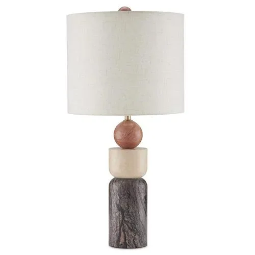Jiyo Rustic Lodge Brown Marble Geometric Table Lamp