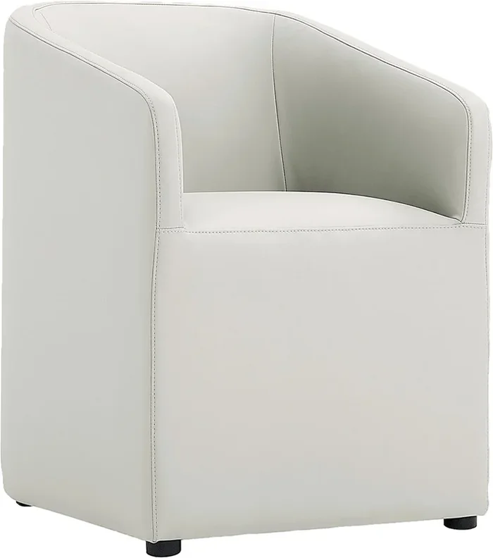 Jonagold III Stone Beige Faux Leather Fabric Arm Chair
