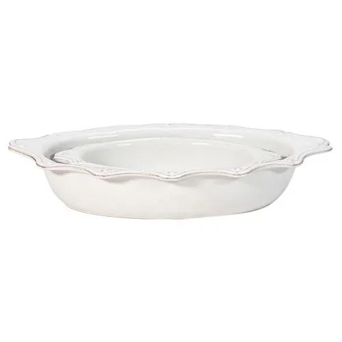 Juliska Berry & Thread French Country Whitewash Ceramic Oval Bakeware – Set of 2