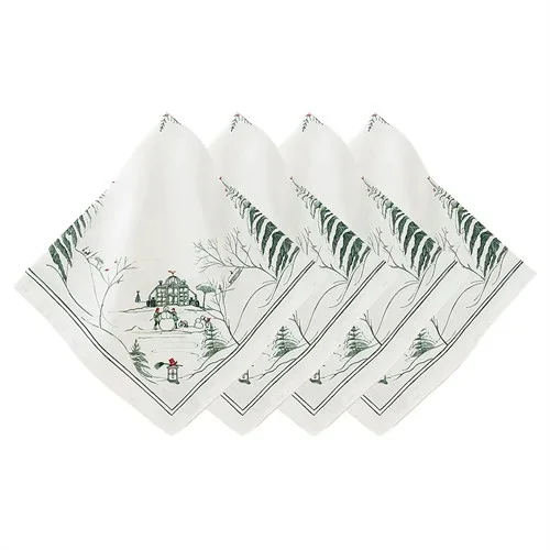 Juliska Country Estate Winter Frolic French Evergeen Cotton Napkin – Set of 4