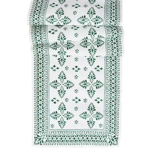 Juliska Iberian Border Updated Traditional Evergreen Linen Table Runner