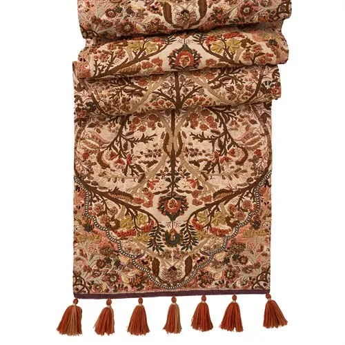 Juliska Willa French Country Amber Embroided Cotton Table Runner