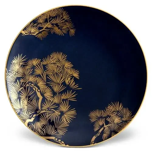 L’Objet Zen Bonsai Modern Classic Blue Porcelain Dessert Plate – Set of 4