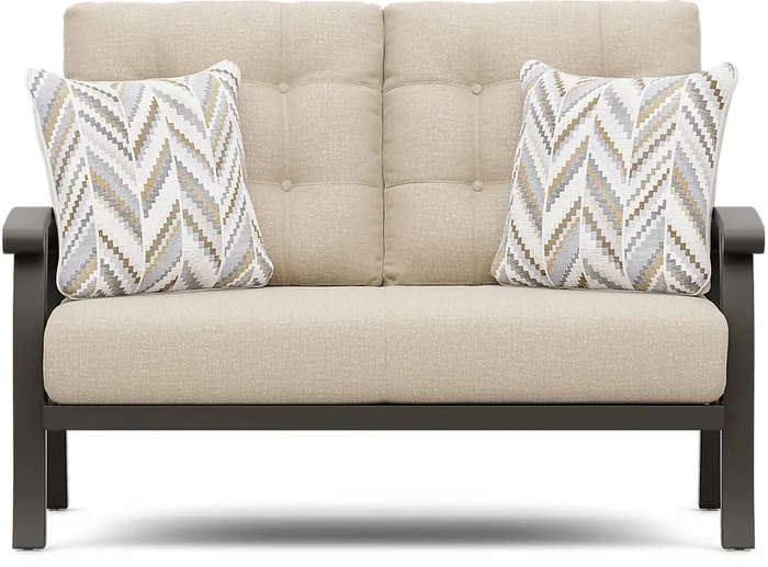 Lake Breeze Bronze Metal Hemp Beige Aluminum Outdoor Loveseat