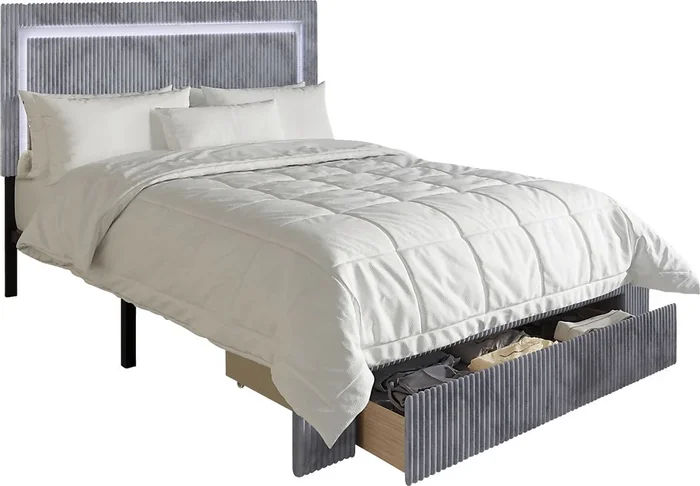 Ligon Gray Polyester Fabric Full Bed
