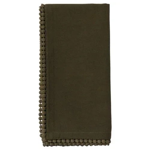 Margot Rustic Dark Olive Cotton Cocktail Napkin – Set of 4