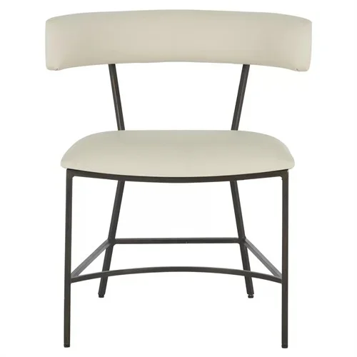 Matlock Modern Classic White Faux Leather Bronze Dining Side Chair