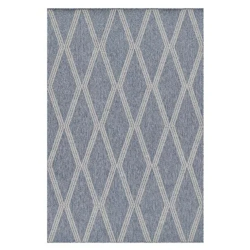 Mia Global Bazaar Blue Diamond Patterned Indoor Outdoor Rug – 4’1″x6′