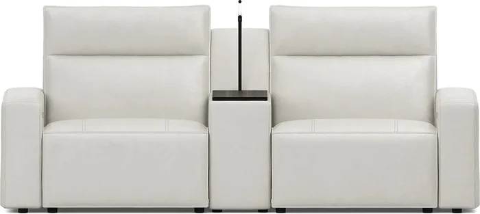 Modulartwo 7 Pc Light Gray Leather 3pc Dual Power Reclining Modular